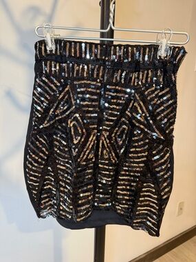 Dex Black Sequin Mini Skirt